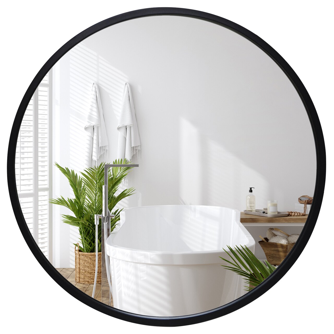 Americanflat Framed Round Mirror - Circle Mirror for Bathroom, Bedroom, Entryway, Living Room - Large Black Circle Mirror for Wall Décor